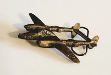 P-38 War Airplane Belt Buckle 1980 Vintage USA The Great American Buckle Company