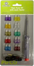 10 Pcs Standard Blade Fuse Assorted Kit Mixed Amperages ATO Car Auto + Tester 