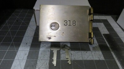 Antique L.L. Bates 1886 Safety Deposit Box Door, Hinges, 1 Op & 1 Guard Key #318
