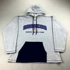 Vintage Denver Broncos Hoodie Sweatshirt Adult XL Gray NFL Football Pullover y2k