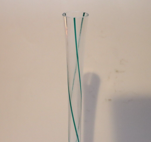Vintage Green Art Glass Vase Stripes 18" Tall - Picture 2 of 5