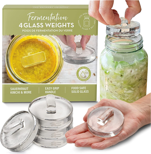 Glass Fermentation Weights for Fermenting | Easy Lift Handles | Set of 4 Pickle - Picture 11 of 12