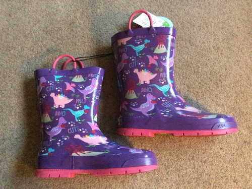 Western Chief Dina Purple Rain Mud Boots Girls Child Size 12 Waterproof Dinosaur - Picture 3 of 10