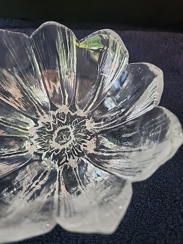 Kosta Boda Mats Jonasson Water Lily Monet Textured Glass Flower Bowl Vintage - Picture 6 of 12