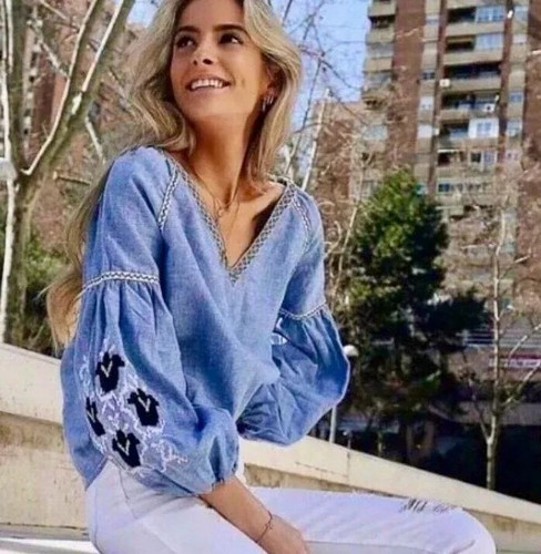 Sold Out~ Zara Bloggers Favourite Bohemian Linen Mix Puff Sleeve Embroidered Top - 第 1/8 張圖片