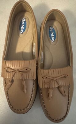 Dr. Max Women's Tan Leather Tassle Moc Toe Loafers Size 10W