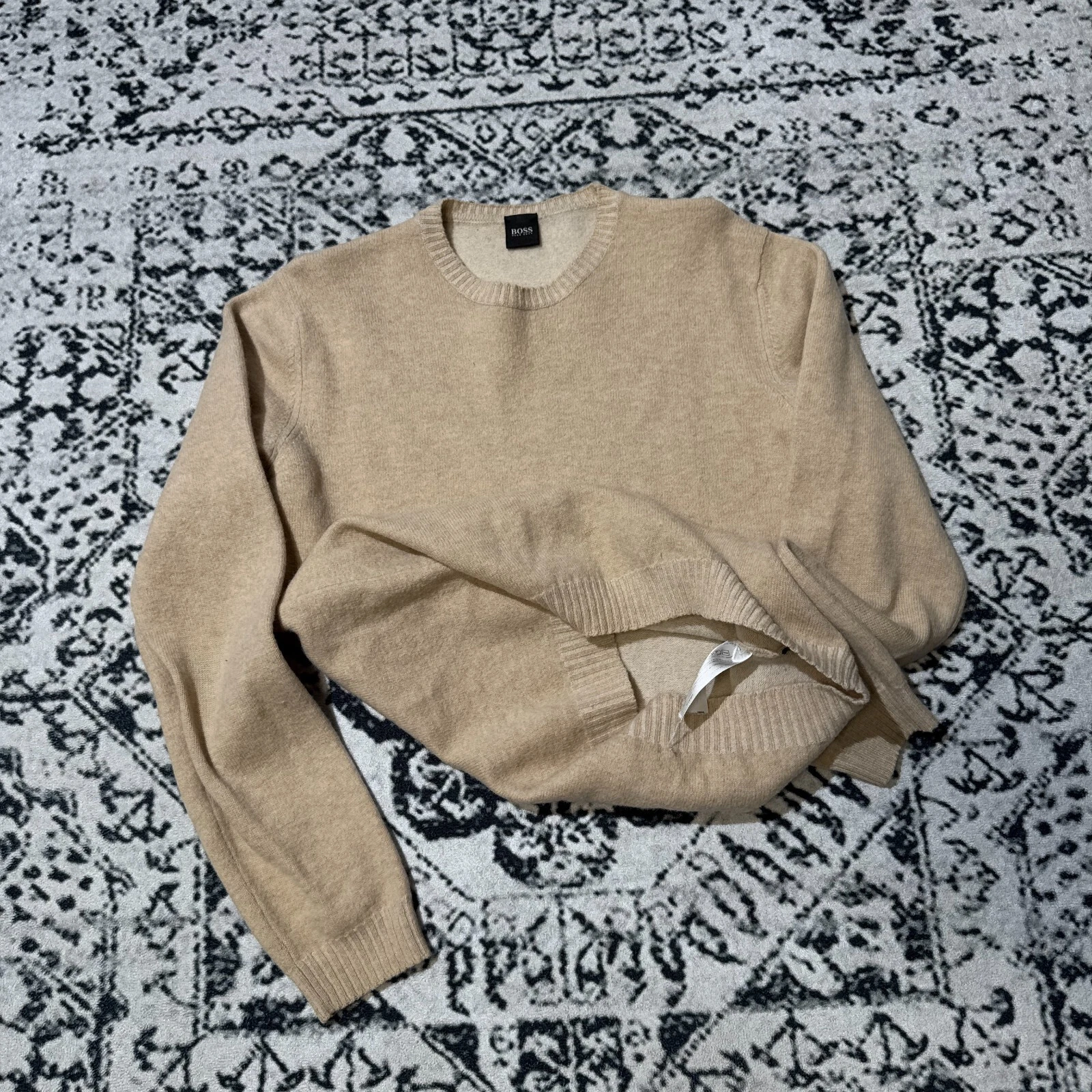 GUCCI Maglione vintage Hugo Boss unisex beige lana taglia S Y2K anni 90 casual vestibilità regolare