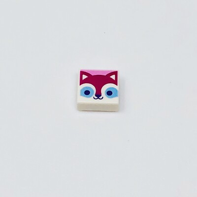 LEGO Tile 1x1 Groove Magenta CAT FACE Blue Purple Eyes Pink Background Dots (1)