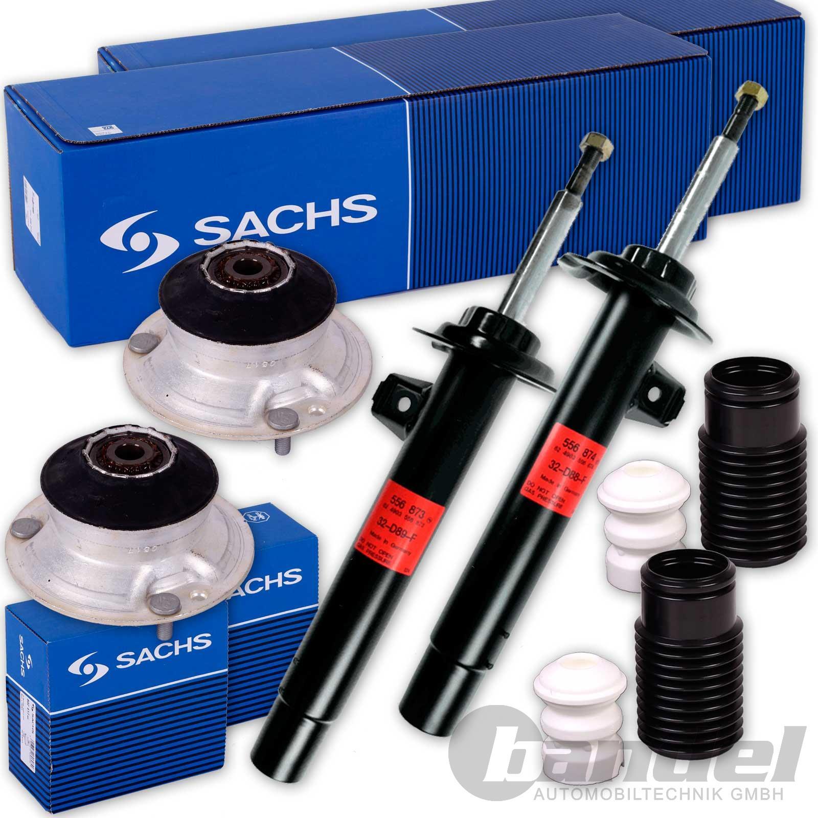 2 AMORTIGUADORES SACHS + COJINETE DE DOMA + KIT DE PROTECCIÓN DELANTERO apto para BMW Serie 3 E46