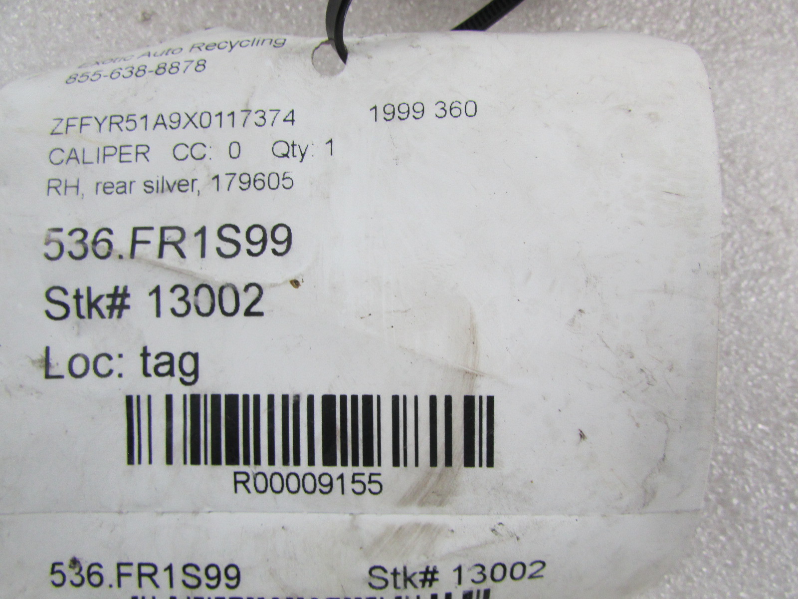 Ferrari 360, F430,  RH Right Rear Brake Caliper, Silver, P/N 179605 s/c 228016