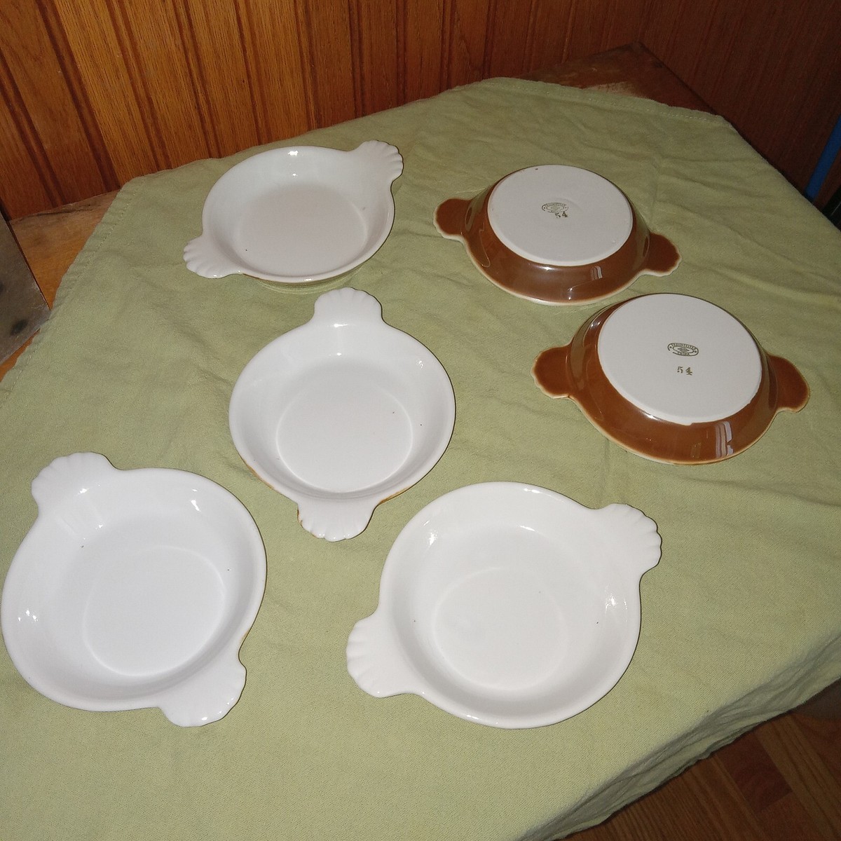 Vintage Fraunfelter Ohio China #54, brown lustre Ind. Au Gratin (6