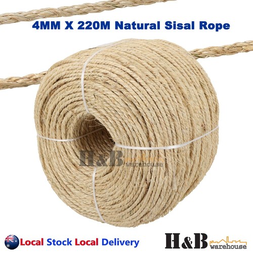 4mm x 220M Sisal Rope Natural Fiber Biodegradable 3 Strands ScratchingClimbing - Picture 3 of 6