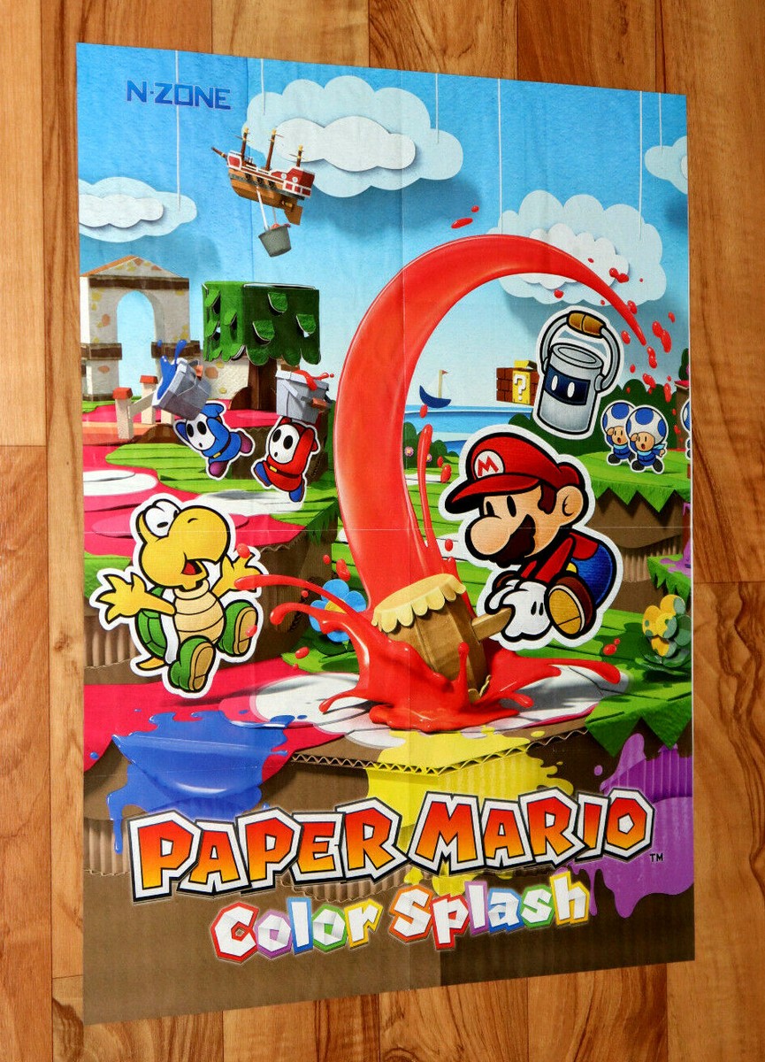Mario Party Star Rush Paper Mario Color Splash Rare Poster Wii U