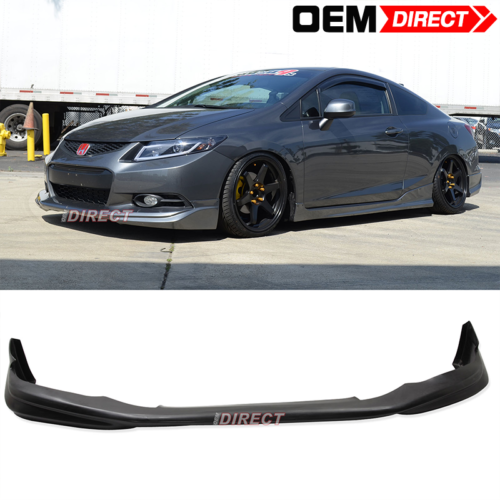 Fits 12-13 Honda Civic Coupe MD Style Unpainted Front Bumper Lip Spoiler PU - Picture 1 of 4