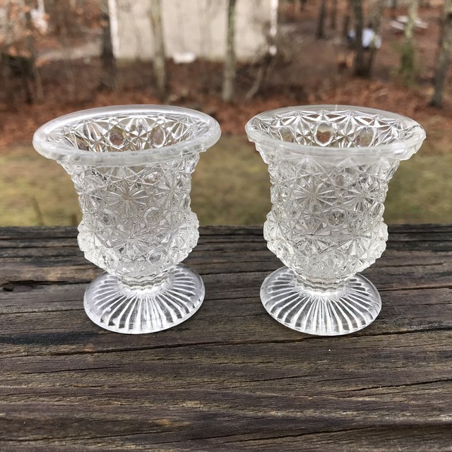 Vintage Pair Clear Glass Toothpick Holders eBay