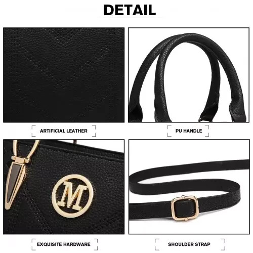 Miss Lulu Faux Leather Weave Effect Shoulder Bag Handbag Black - LG6865