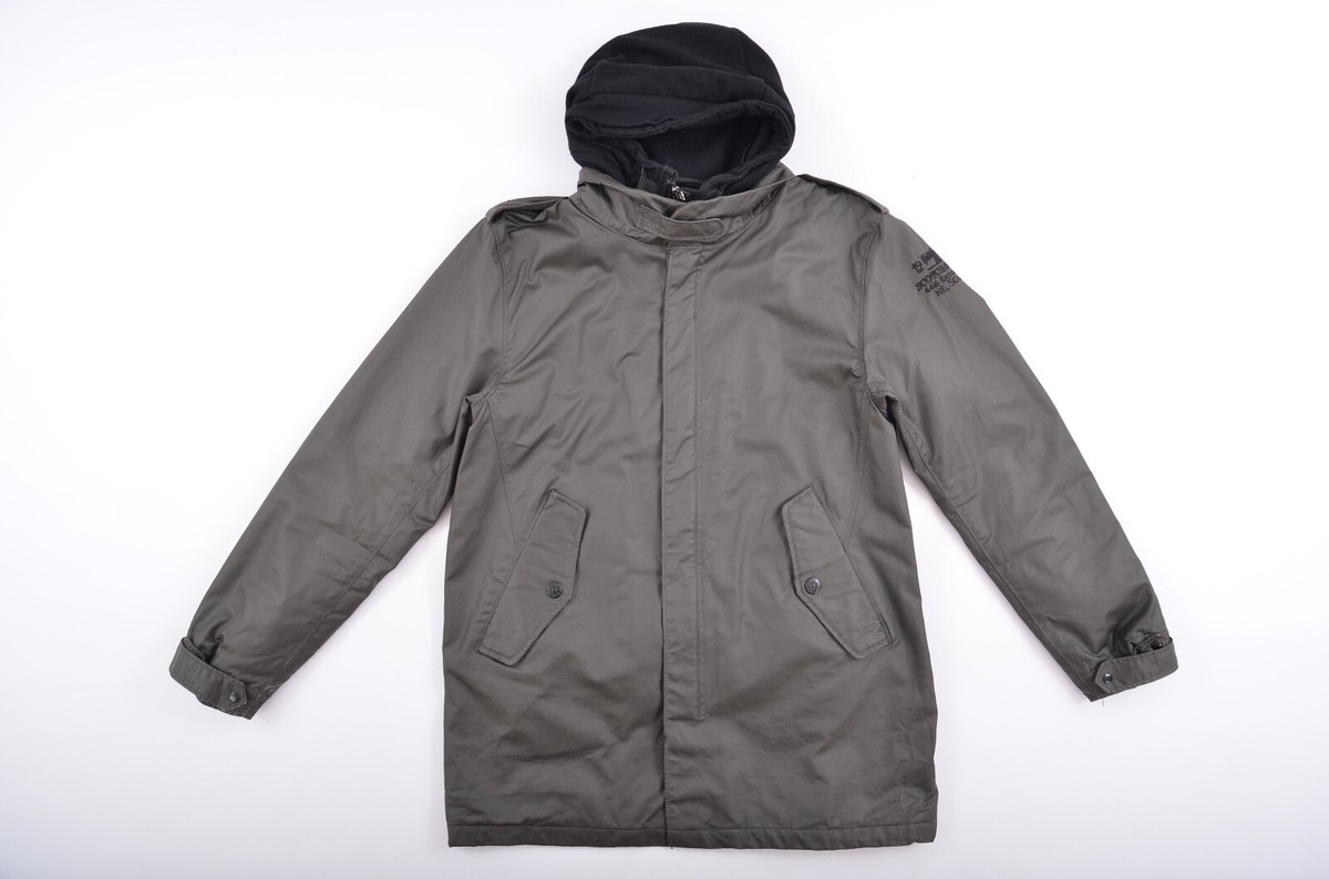 Scotch & Soda Gray Cotton Lining Wool Jacket Army Parka Mens