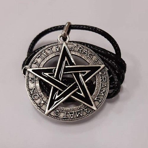 Ciondolo Collana Pentacolo Stella Wicca Placcato Argento - Talismano Protezione - Foto 5 di 7