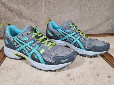 Asics Gel Venture Running Shoes Womens Size Blue Green Gray T5N8N 