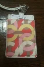 COACH KRISTIN SIGNATURE C CHAIN LINK LANYARD ID HOLDER BADGE F64047 CARD CASE