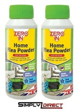 2 x Zero In Home Flea Powder Killer Treatment for Carpets STV International 300g