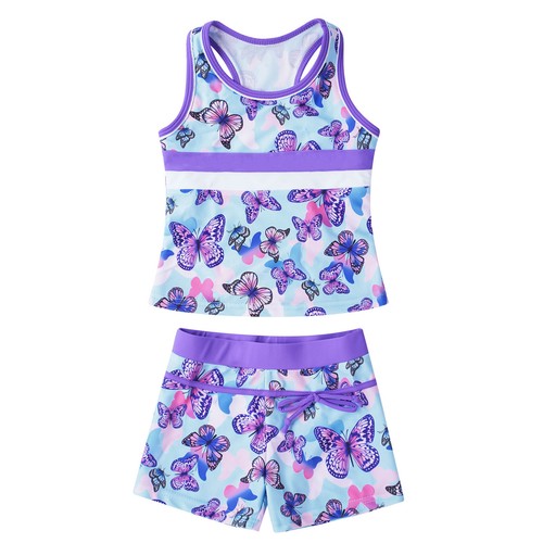 US Girls Swimsuits Two Piece Tankini Set Rash Guard Bathing Suits Beach Swimwear - 第 74/96 張圖片