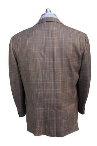 Ermenegildo Zegna 100% Wool Beige Brown Check Two Button Blazer SZ 46R - Picture 8 of 8