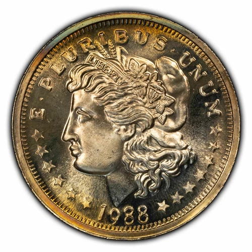 1 oz .999 Fine Silver Round - Morgan Dollar - Trade Unit - Toning - SKU-F2754