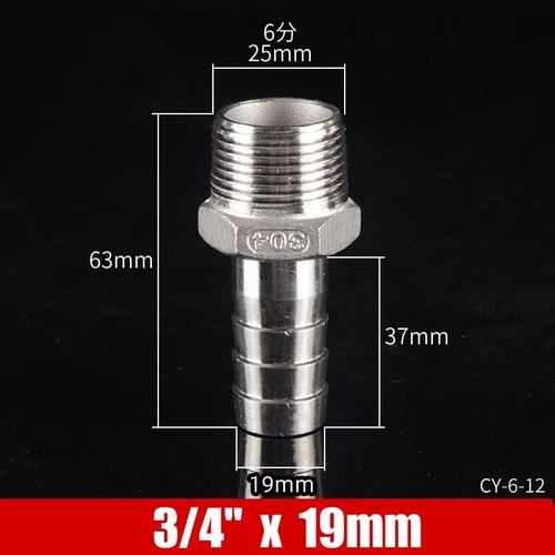 Stainless Male Thread Pipe Fitting x Barb Hose Tail Connector BSP 1/8" to 4" - Bild 30 von 86