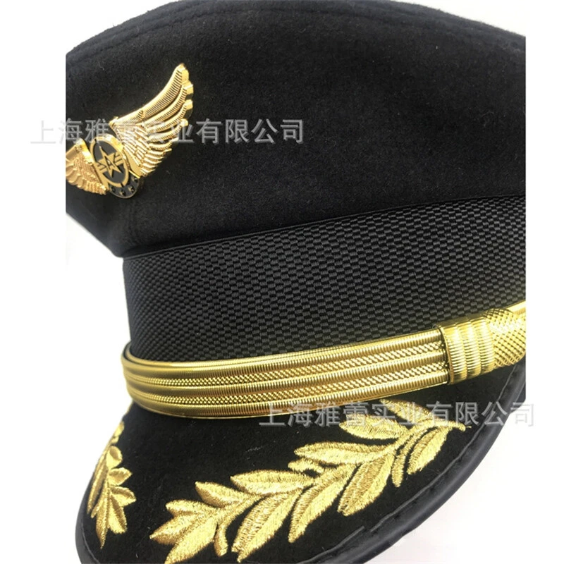Hombres Yate Militar Sombreros Planos Marinero Capitán Aviador Disfraz Uniformes Gorra Foto 4 de 4