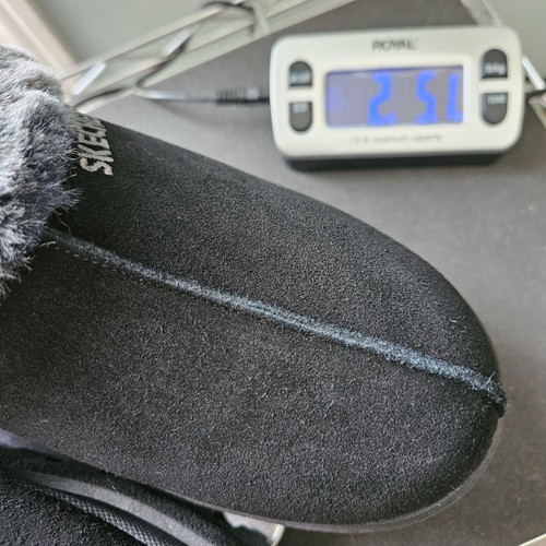 Skechers Fortress Faux Fur Lined Black Suede Clog Mule Womens Size 11 Platform - Picture 15 of 16