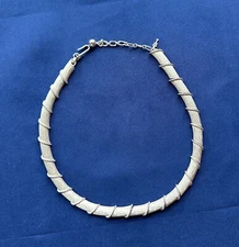 50's Crown Trifari Silver Choker Necklace Wood Branch Log Tree Design