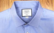 CHARLES TYRWHITT SLIM FIT FRENCH CUFF 100 COTTON SHIRT BLUE Sz 17  X-LARGE, XL