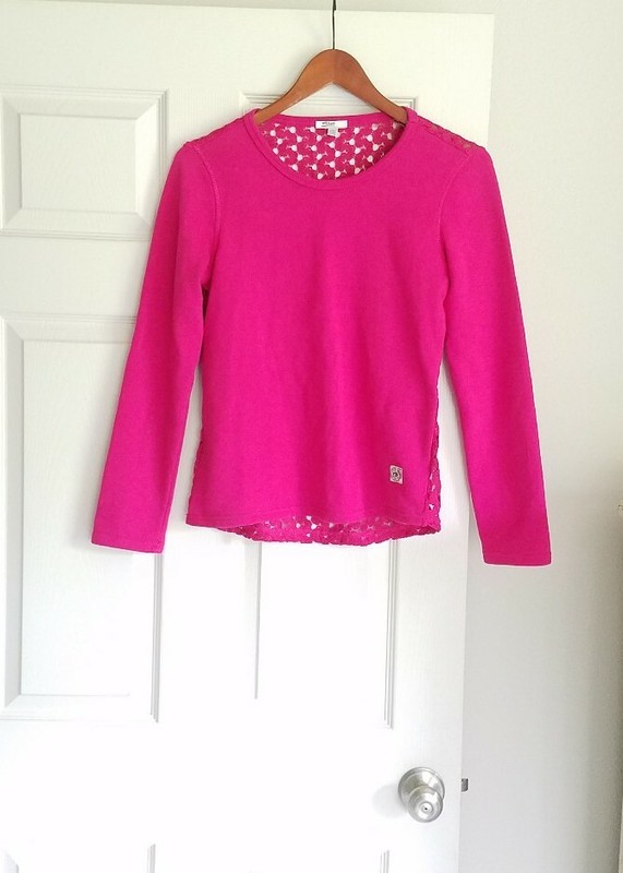 Silver Jeans Co. Girls L Pink Sweatshirt Crochet Back Excellent Condition 