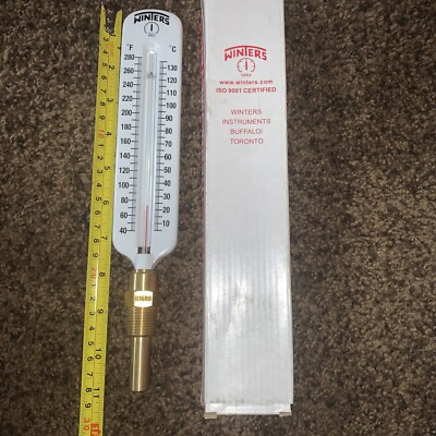 #ad Winters Hot Water Thermometer T172 8quot; Scale 40 to 280°F 5 to 135°C Straight $18.99