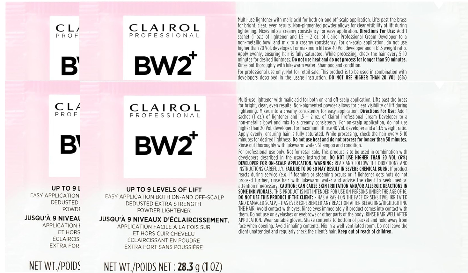Осветлитель-пудра Clairol Professional BW2 Plus Extra Strength 1 унция 4 упаковки 2590₽