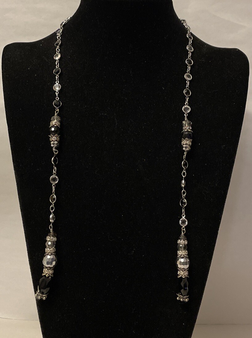 Brenda Perruzza Vintage Crystal Beaded Necklace Lariat 24” eBay
