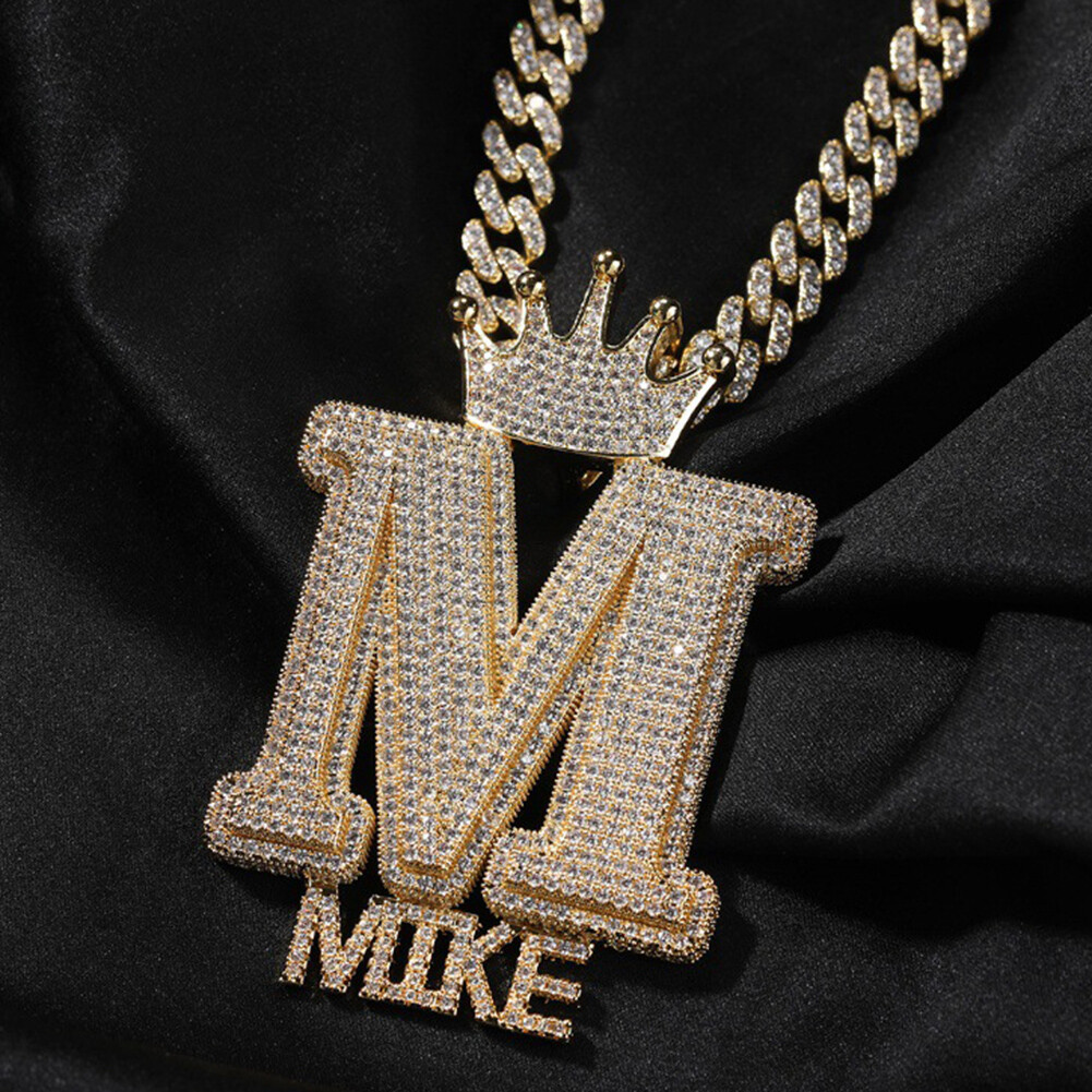 ミュージシャン CROWN NECKLACE GOLD Fashion 21 Hip Hop Iced Out King Crown Pendant 24