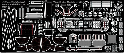 Yak-9 (Modelsvit) Metallic Details MD4807 Detailing Set für Flugzeuge Maßstab 1:48 - Bild 24 von 24