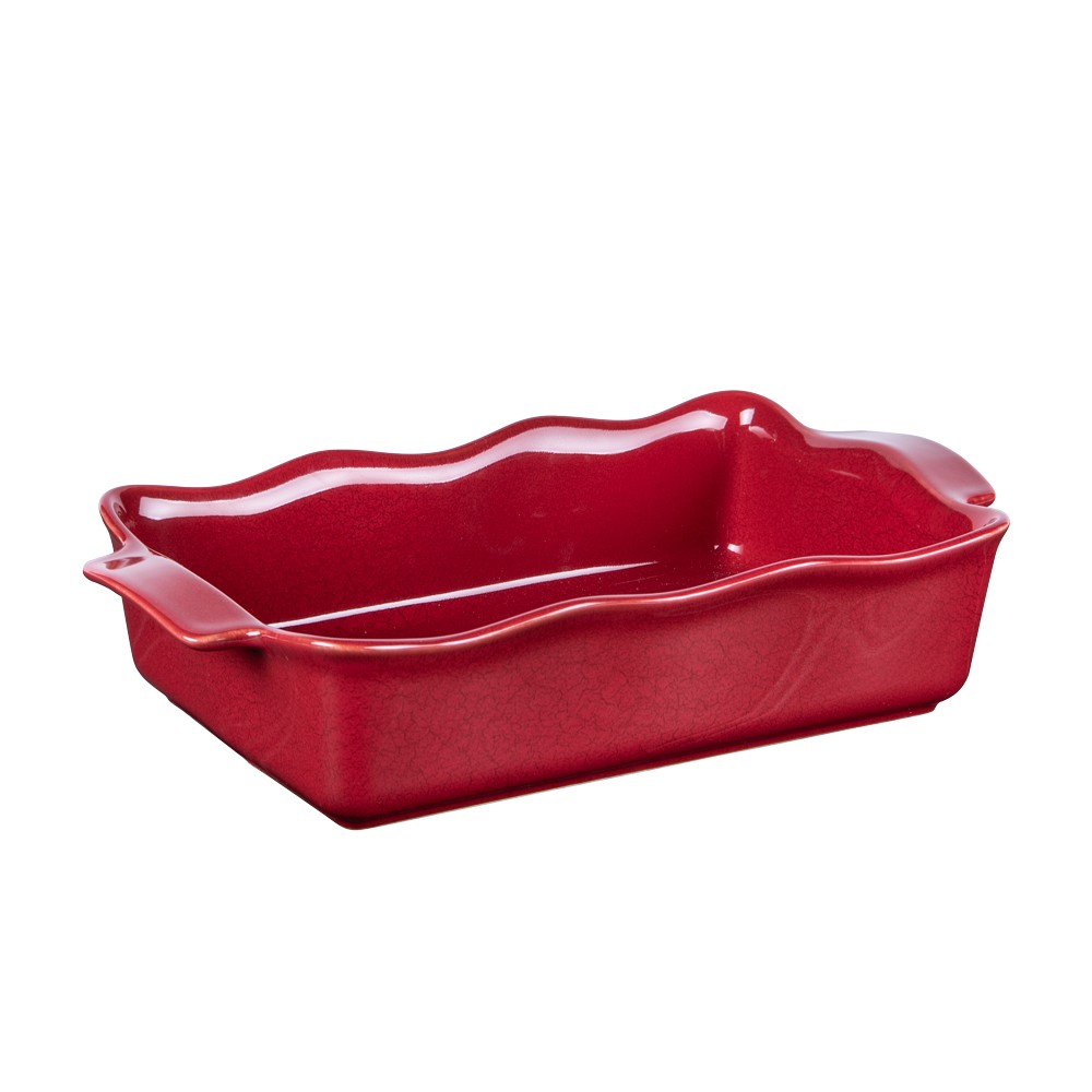 Plat à four rectangle Ely rouge 31 cm anti-adhésif en porcelaine