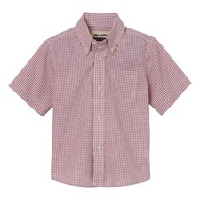 Wrangler Riata Button Up Shirt Boys Size MEDIUM Red Plaid Short Sleeve