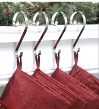 6 Piece Silver Scroll Stocking Hanger Set - 6” X 3.5”