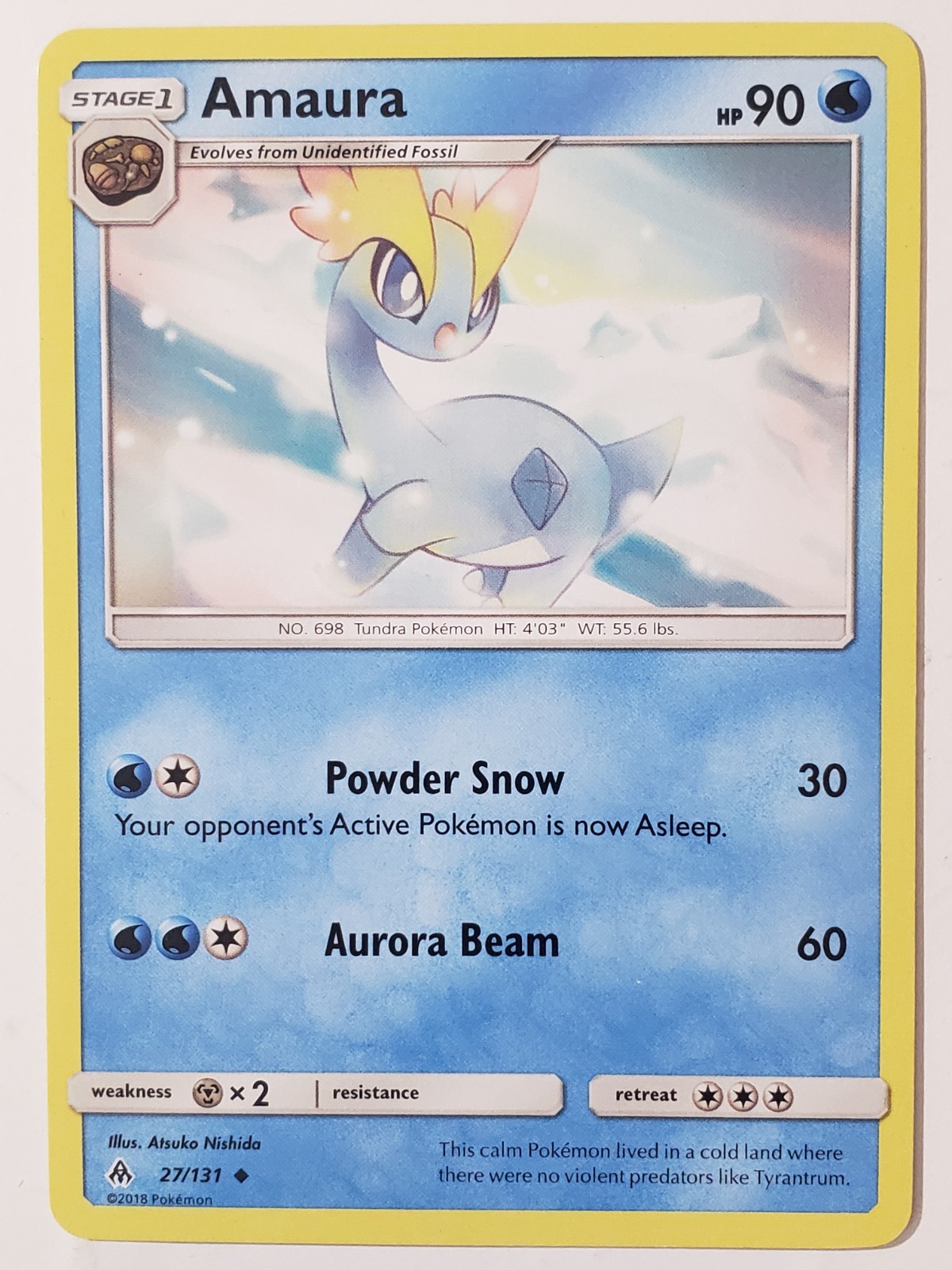 Amaura 27/131 VLP - Forbidden Light Pokemon Card - Atsuko Nishida Art