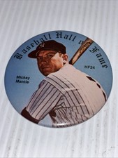 1981 Pinback Button - MICKEY MANTLE - Baseball Hall Of Fame Pin -large 3