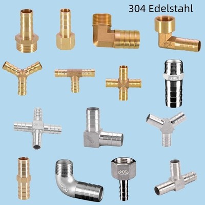 Messing Barb Schlauch Schlauchnippel AG und IG  Druckluft Wasser Adapter Stecker