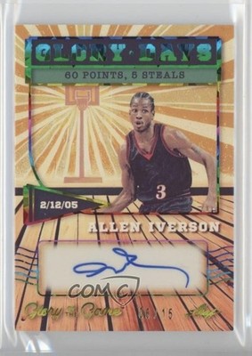 2025 Leaf Glory of the Game Days Holo Rainbow 6/15 Allen Iverson Auto HOF 17uv