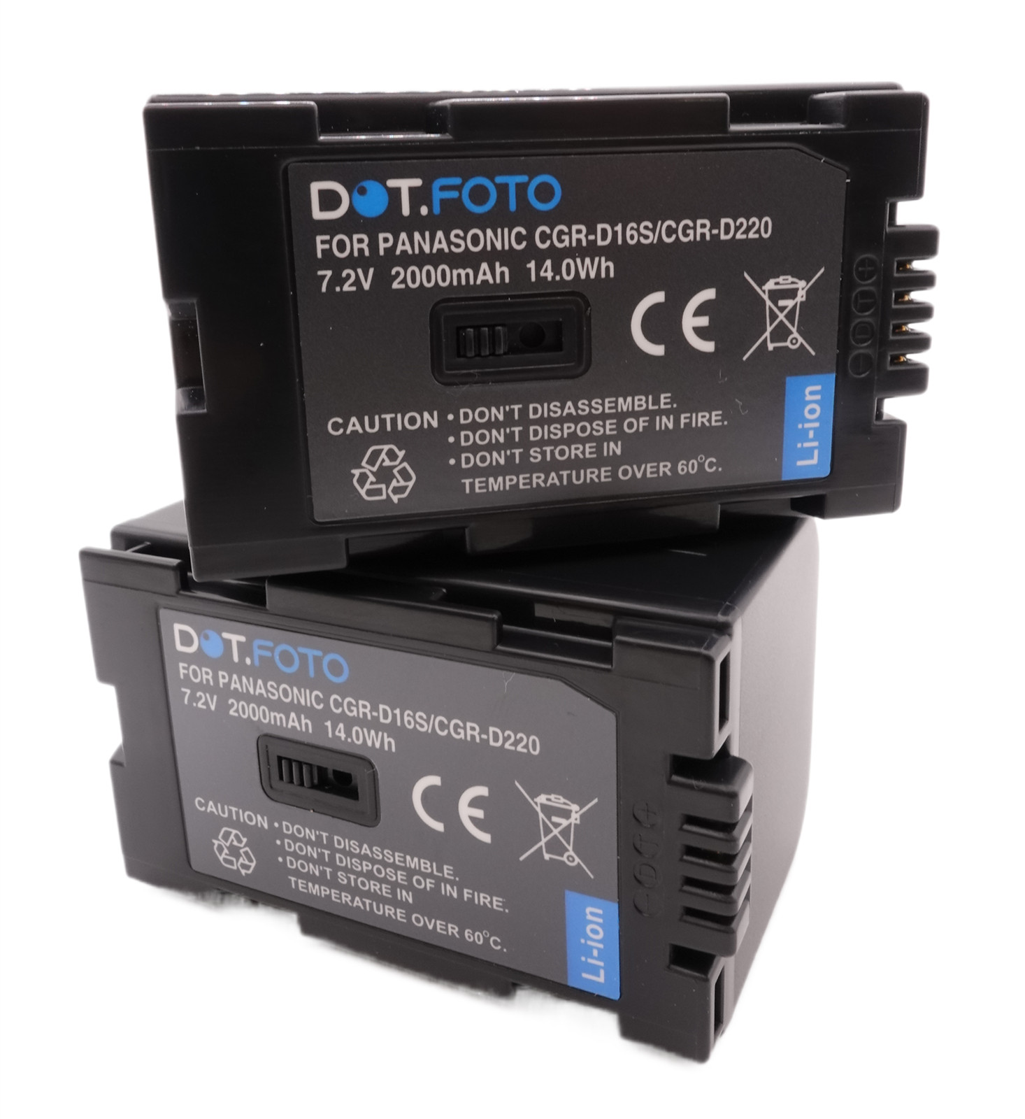 2x CGR-D16 CGR-D210 CGR-D220 2000mAh Battery for Panasonic NV-DS25 DS77 GS11