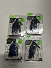 (LOT OF 4) GOOGAN SQUAD JUICEE CASTING JIG 5/0 3/8OZ BLACK AND BLUE