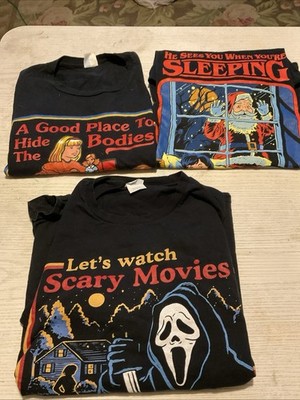 Horror Graphic T Shirts Unisex lot 6 Halloween Ghost face Black Steven Rhodes Lg