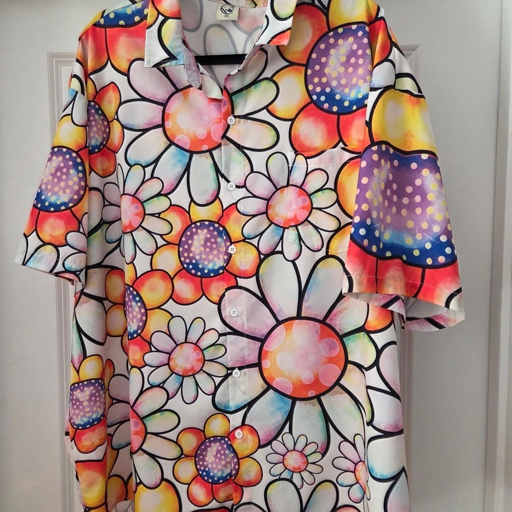 Colorful Floral Men's Casual Button Down Shirt